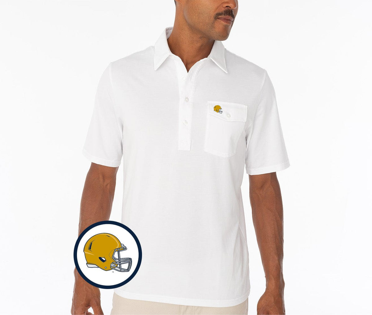 Criquet Notre Dame in Coach's Players Shirt, Helmet, White, view 1