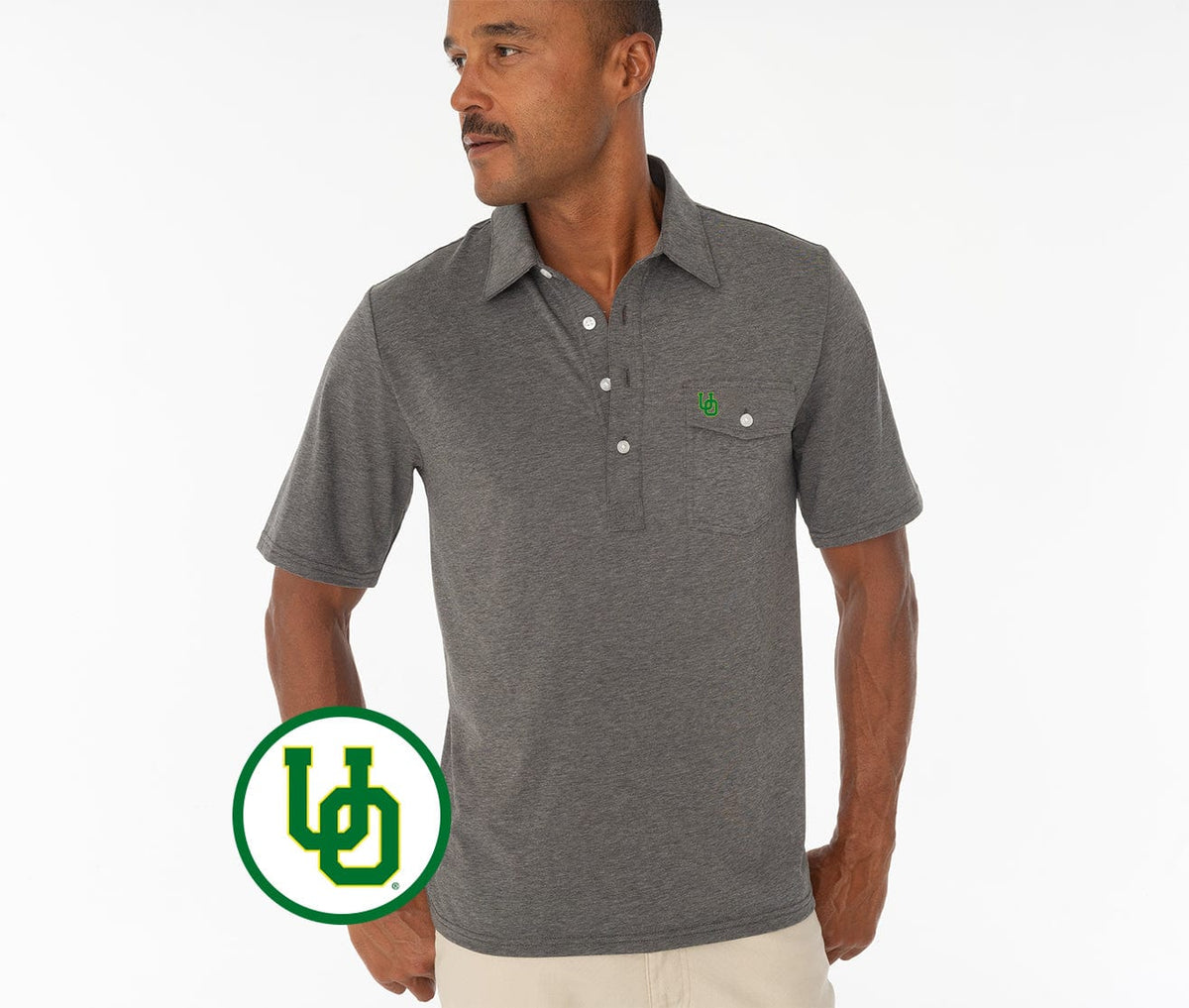 Criquet Oregon in Coach's Players Shirt, Interlock, Heather Gray, view 1