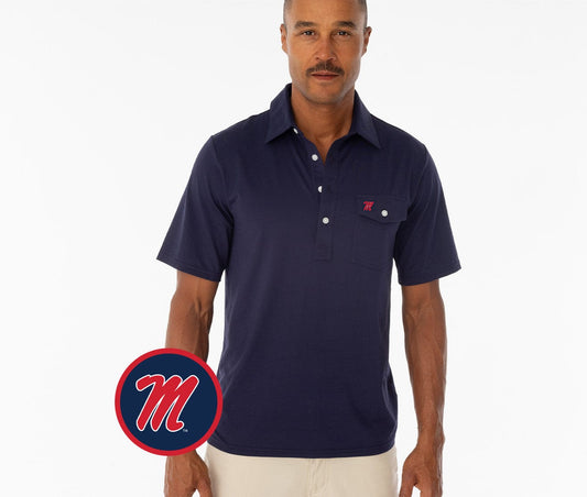 Criquet Ole Miss in Coach's Performance Players Shirt, M, Navy, view 1