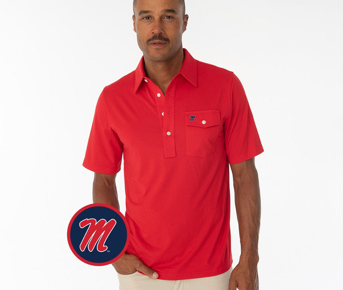 Criquet Ole Miss in Coach's Performance Players Shirt, M, Red, view 1