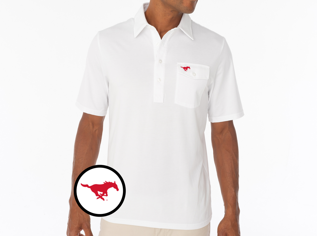 Criquet SMU in Coach's Performance Players Shirt, Mustang, White, view 1