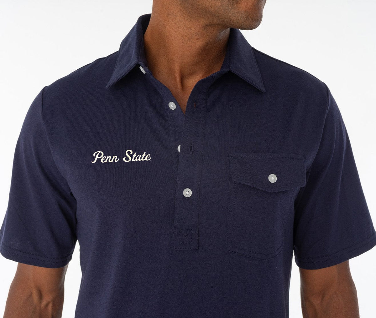 Criquet Penn State in Coach's Performance Players Shirt, Script, Navy, view 2