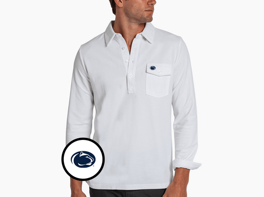 Criquet Penn State Long Sleeve Players Shirt in Lion Icon, White, view 1