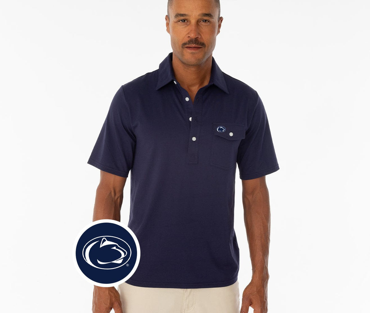 Criquet Penn State in Coach's Performance Players Shirt, PSU Lion, Navy, view 1