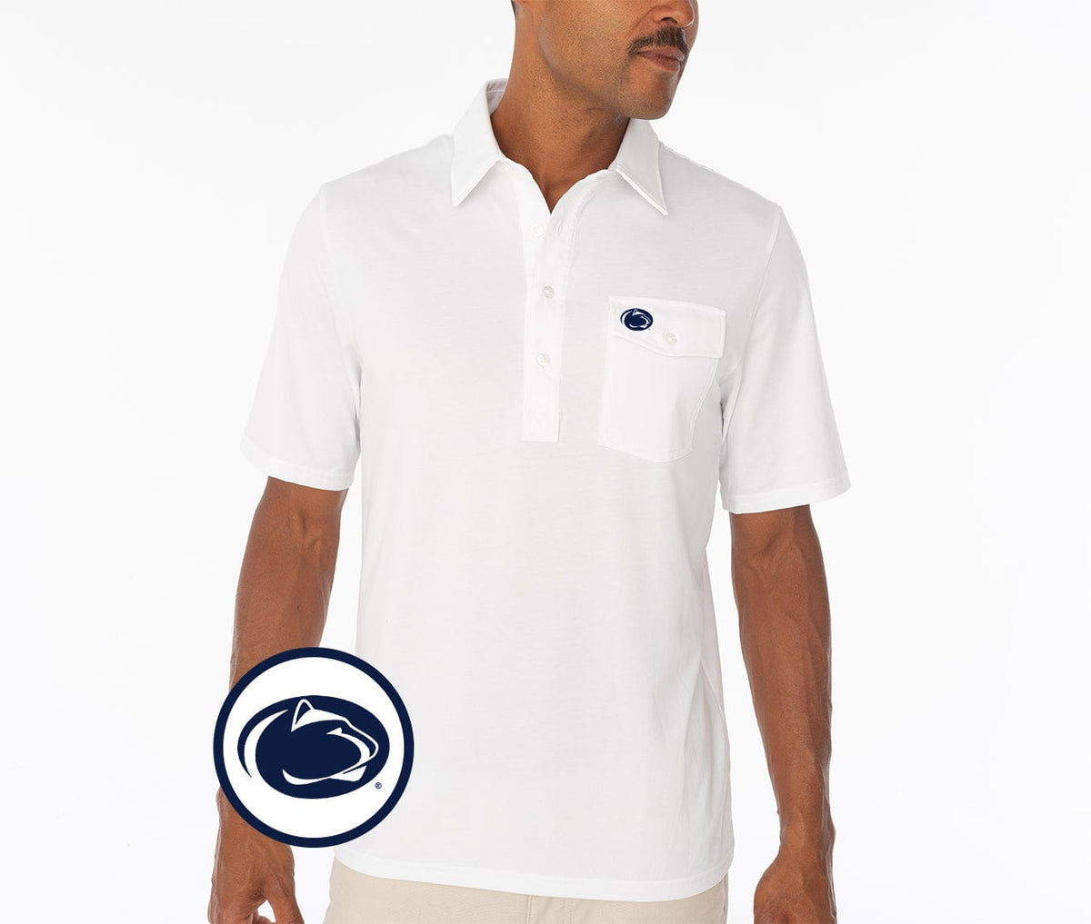 Criquet Penn State in Coach's Performance Players Shirt, PSU Lion, White, view 1