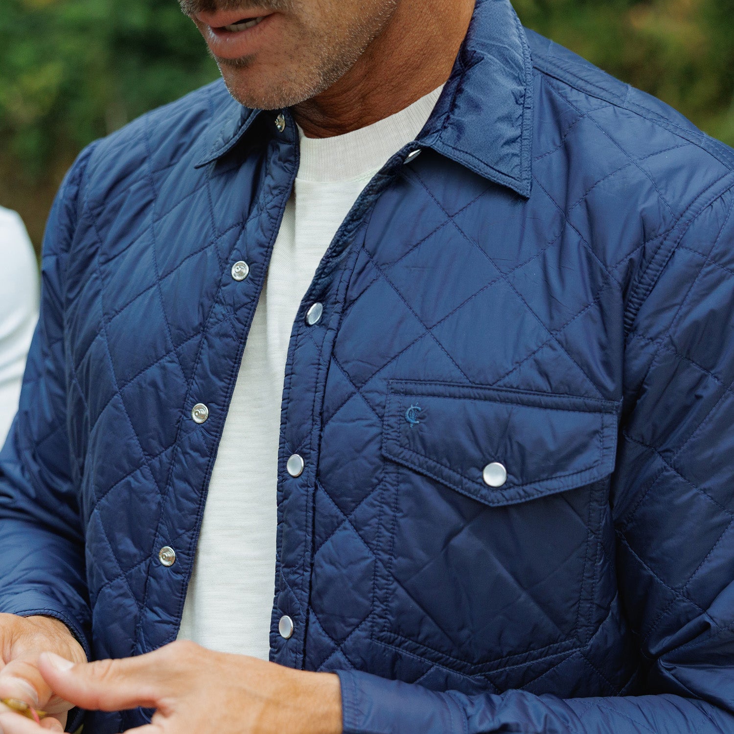 Quilted Shacket - Navy Blue - Secondary