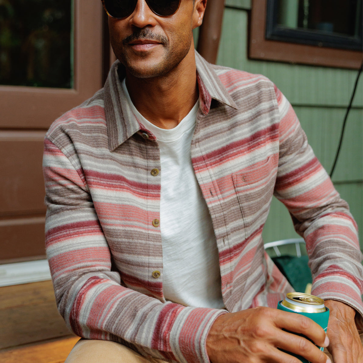 Chill-Knit Fleece Shacket - Horizon Stripe Cedar