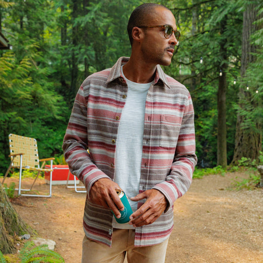 Chill-Knit Fleece Shacket - Horizon Stripe Cedar