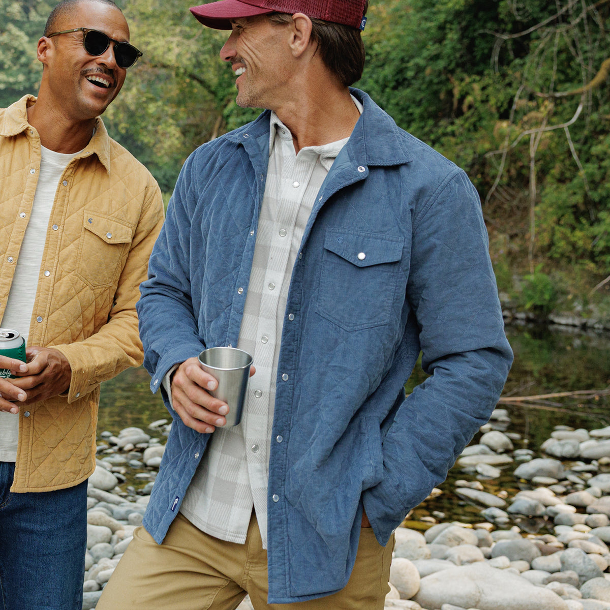 Corduroy Quilted Shacket - Slate Blue