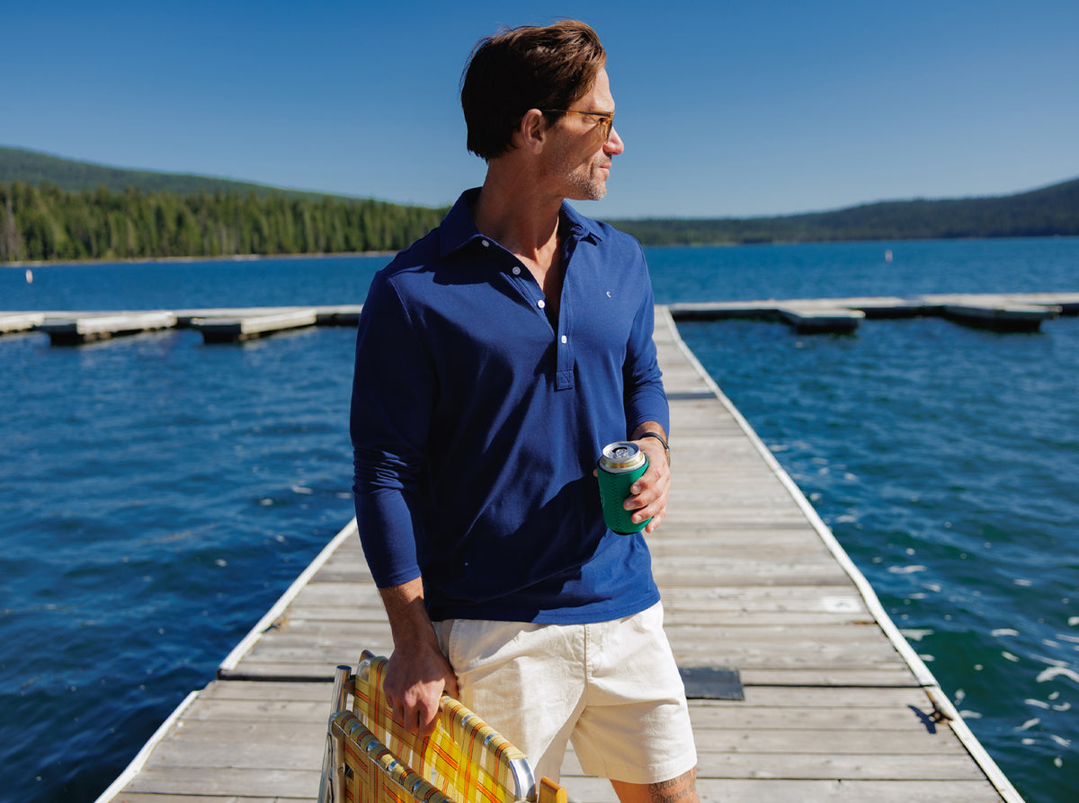 Criquet brrr° Long Sleeve Range Polo in Navy, view 1