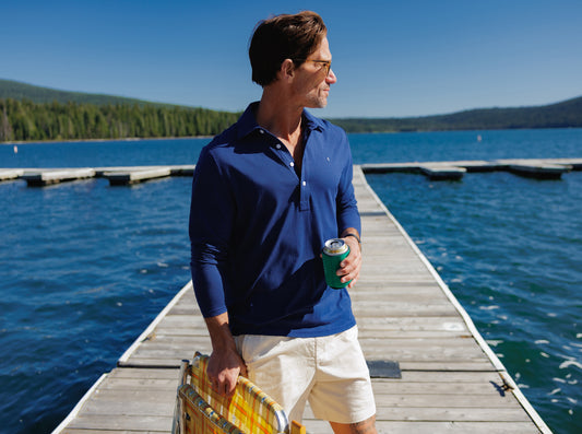 Criquet brrr° Long Sleeve Range Polo in Navy, view 1