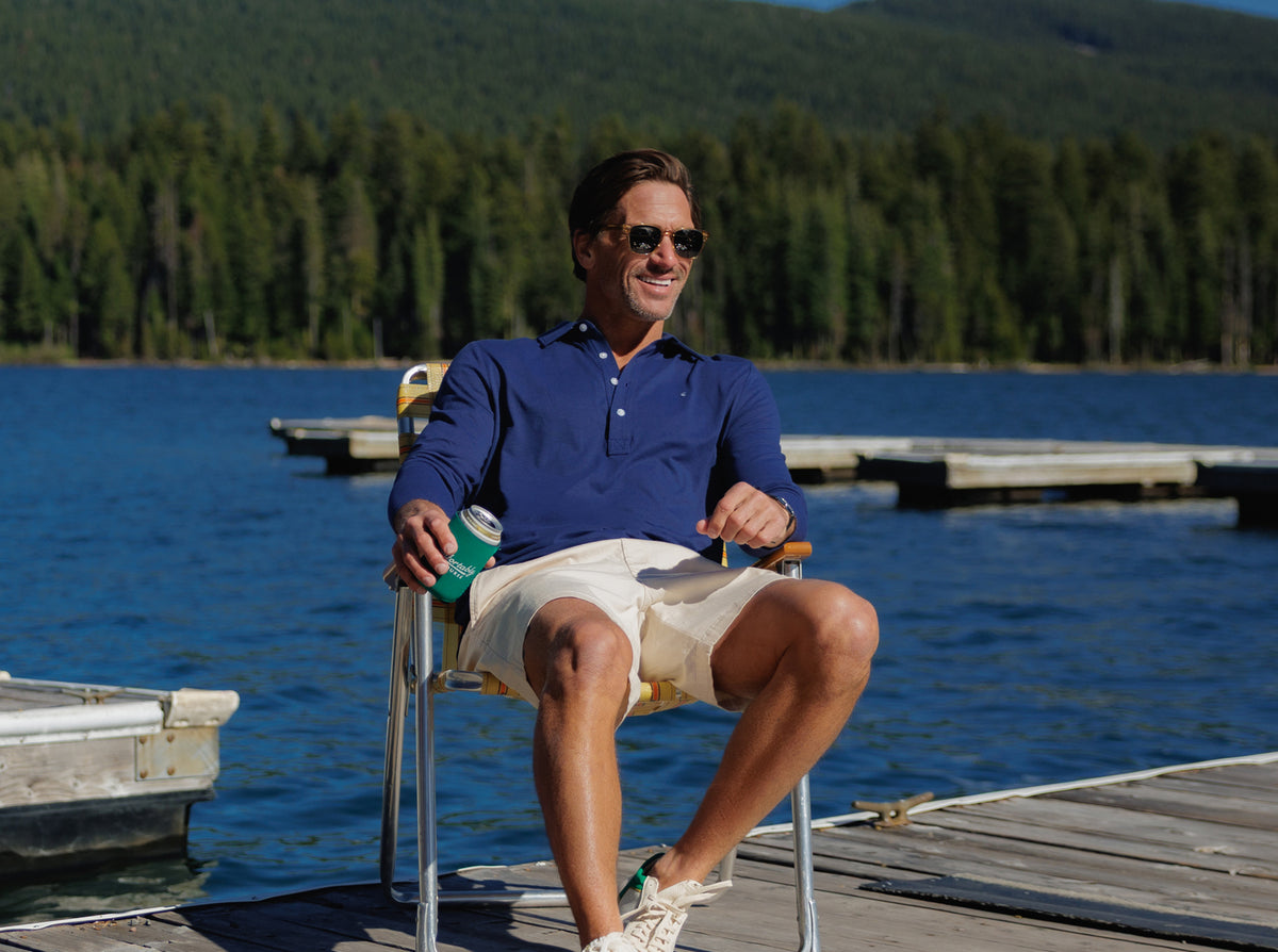 Criquet brrr° Long Sleeve Range Polo in Navy, view 3