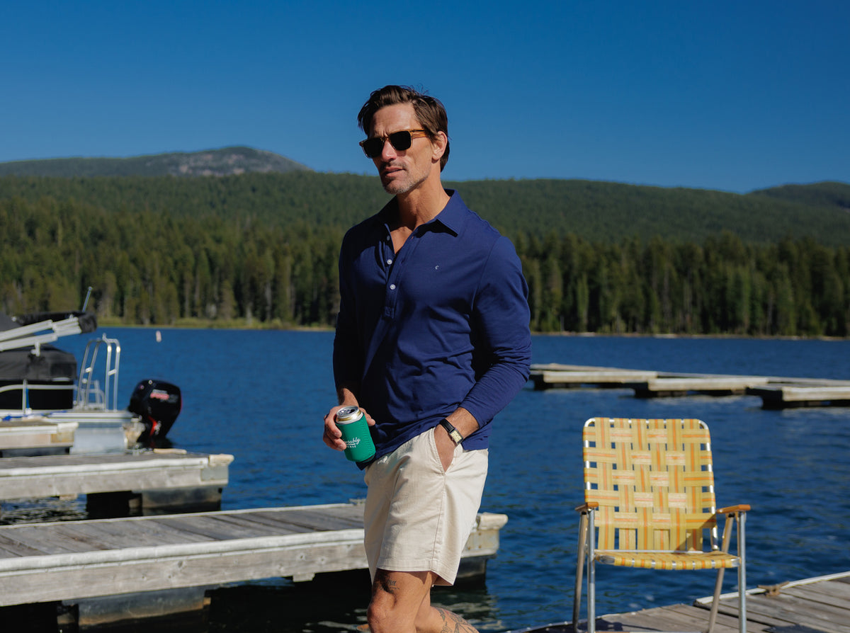 Criquet brrr° Long Sleeve Range Polo in Navy, view 5