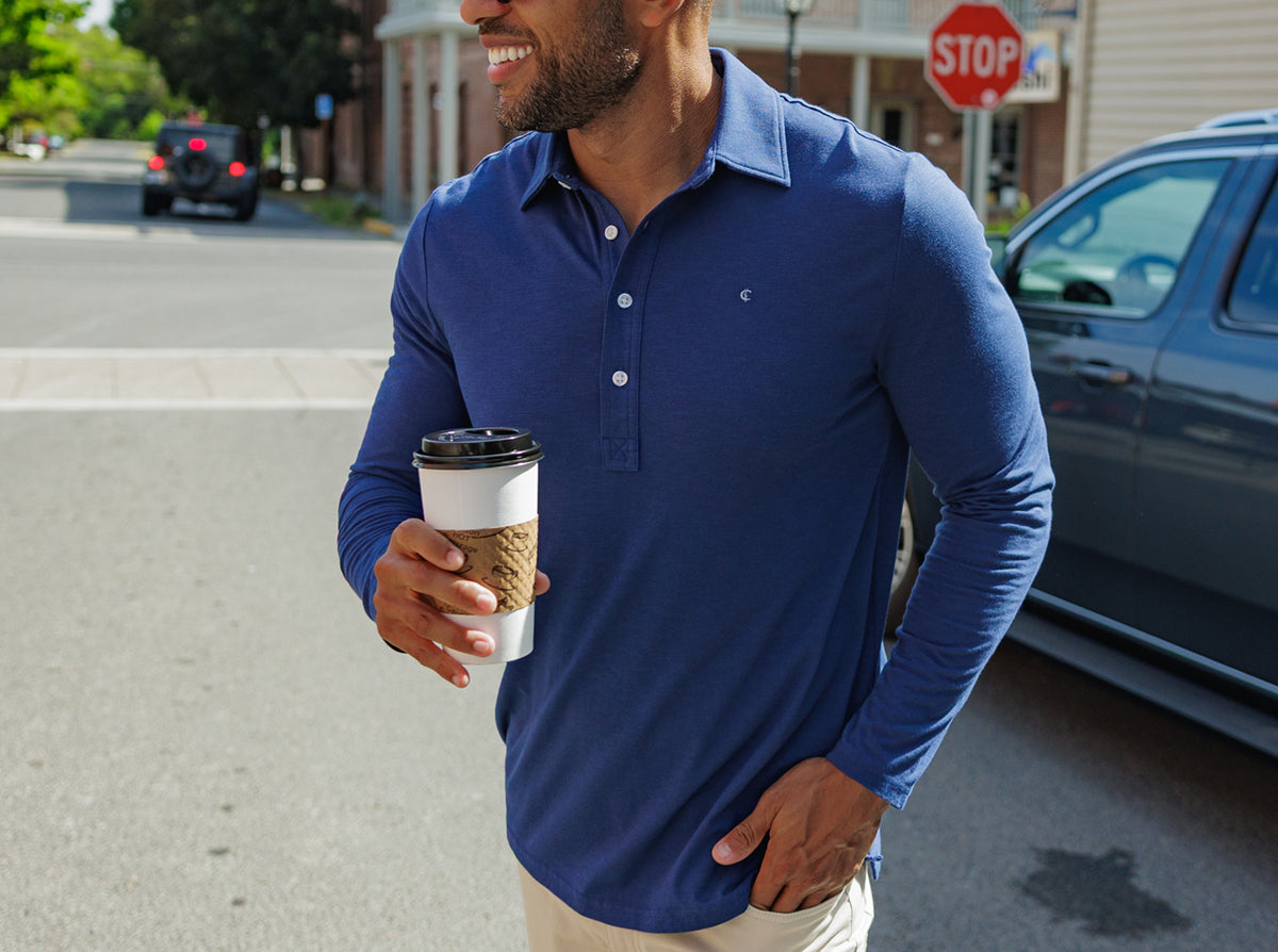 Criquet brrr° Long Sleeve Range Polo in Navy, view 7