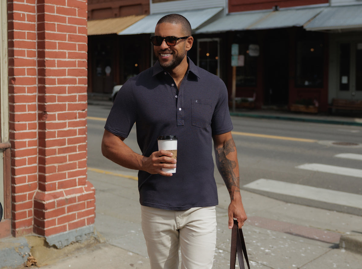 Criquet Top-Shelf Players Shirt in Graphite Microstripe, view 3