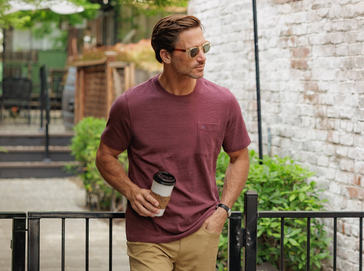 Criquet Slub Cotton Short Sleeve T-Shirt in Jam Band, view 6