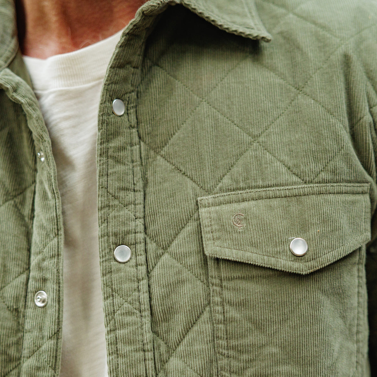 Corduroy Quilted Shacket - Willow
