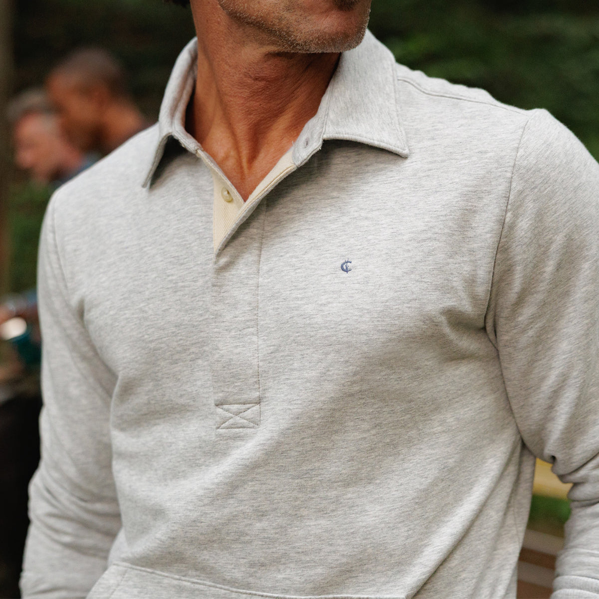 Collared Sweatshirt - Heather Light Gray