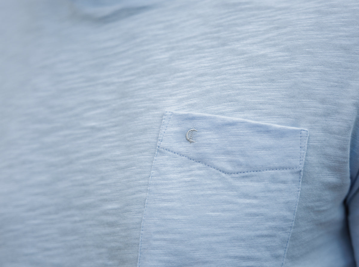 Criquet Cotton Slub Long Sleeve T-Shirt in Ice Blue, view 2
