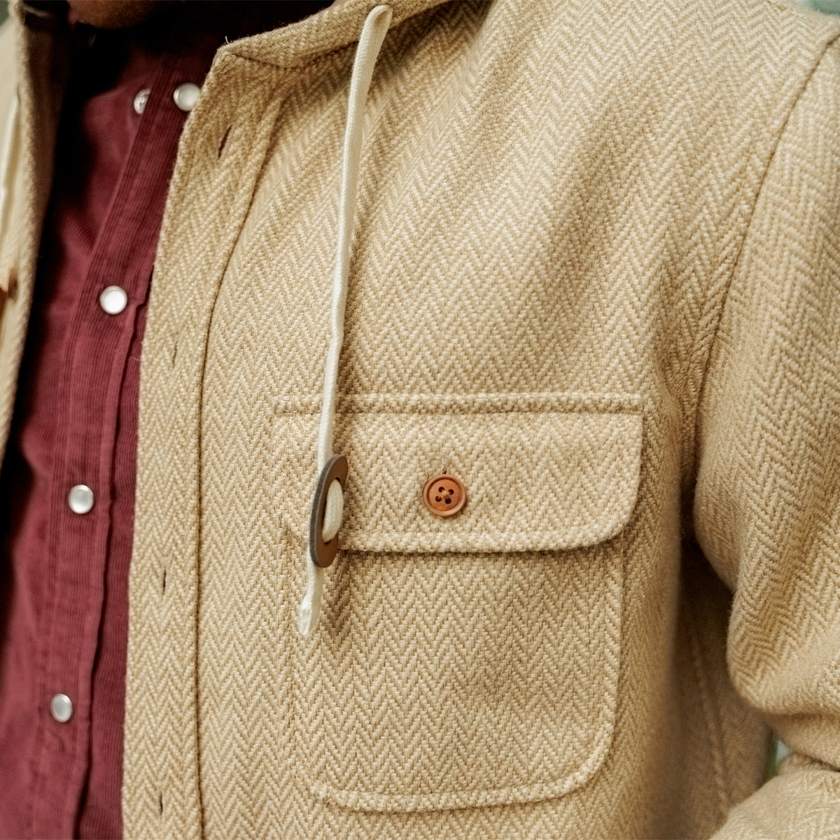 Herringbone Field Hoodie - Light Brown