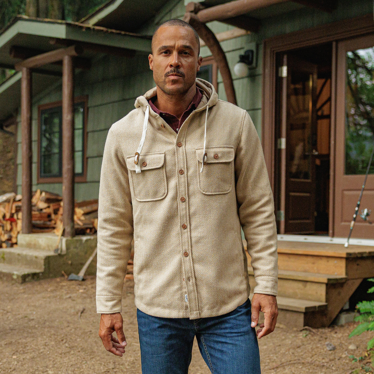 Herringbone Field Hoodie - Light Brown