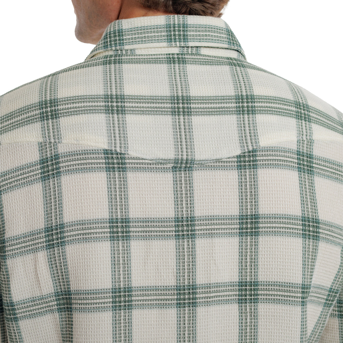Waffle Plaid Pearl Snap - Cream Plaid