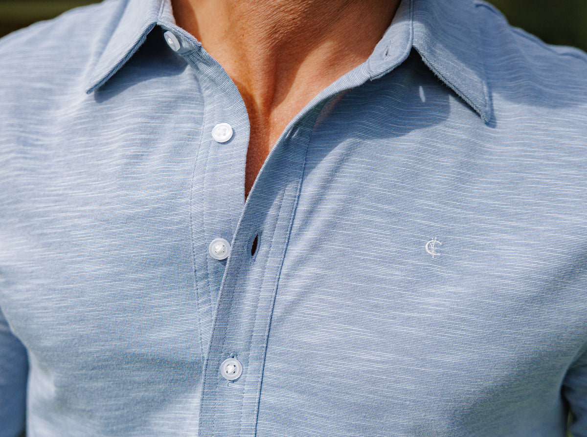 Criquet brrr° Long Sleeve Range Polo in Bluestone, view 2