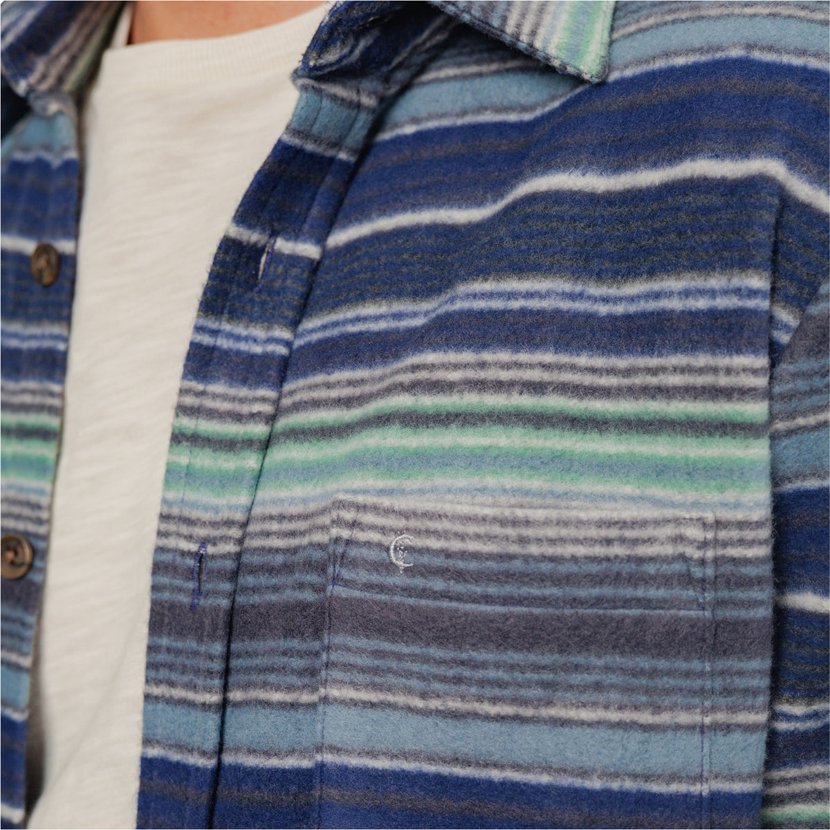 Chill-Knit Fleece Shacket - Horizon Stripe Blue