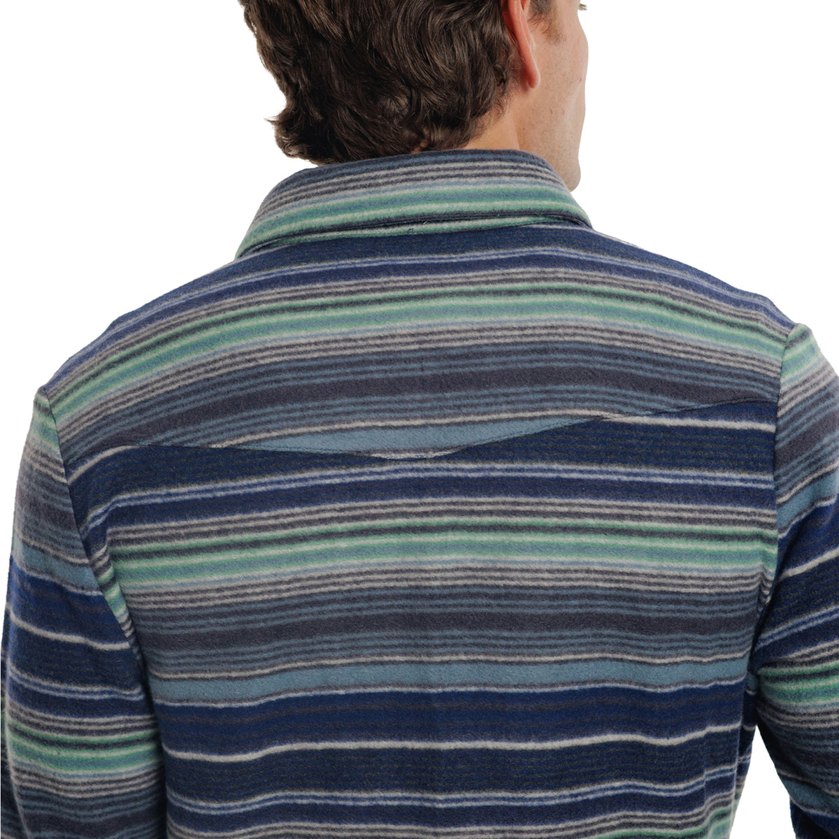 Chill-Knit Fleece Shacket - Horizon Stripe Blue