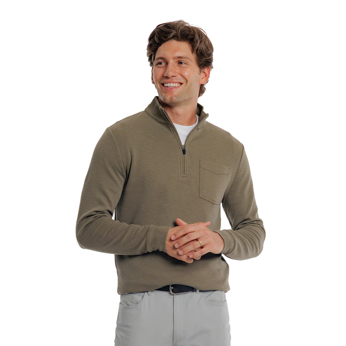 Waffle Stretch Pullover - Teak