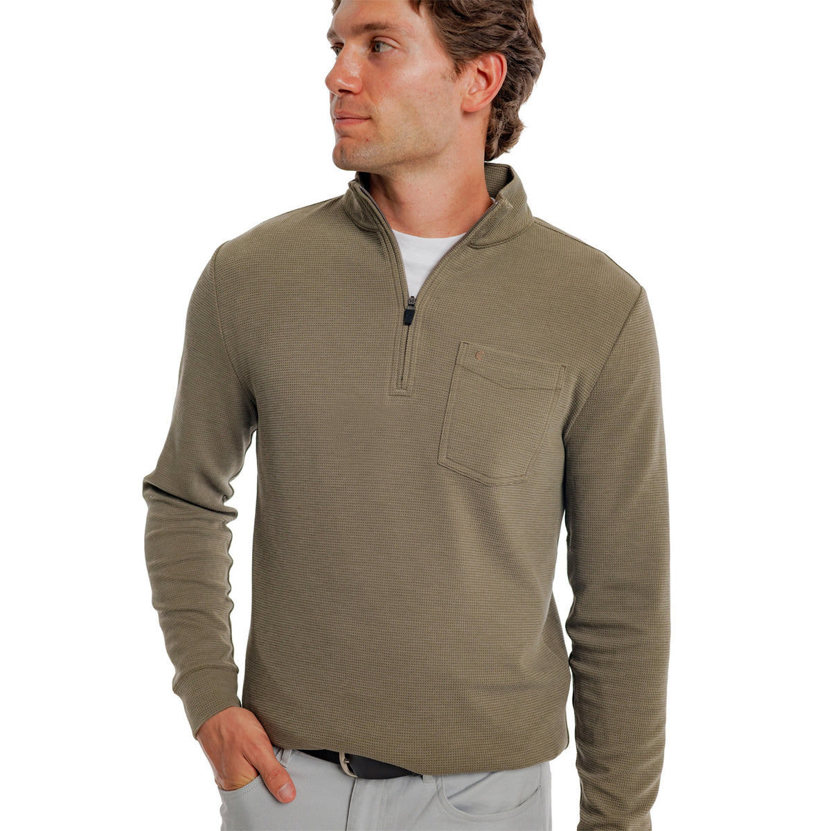 Waffle Stretch Pullover - Teak