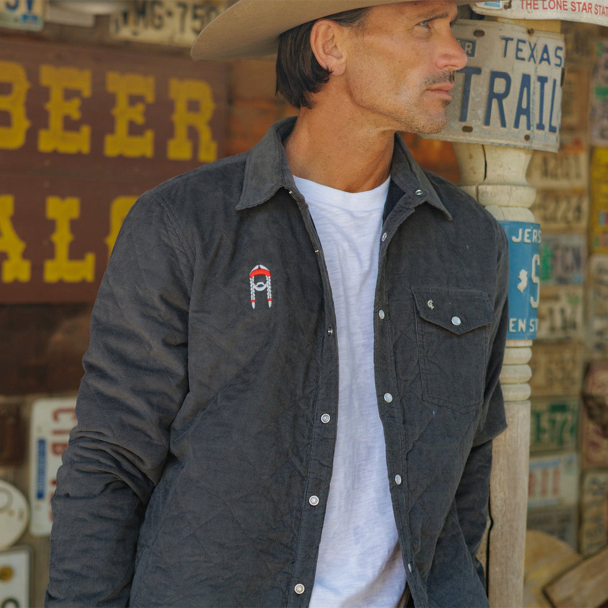 Willie Nelson Corduroy Quilted Shacket - The Icon - Midnight Ash