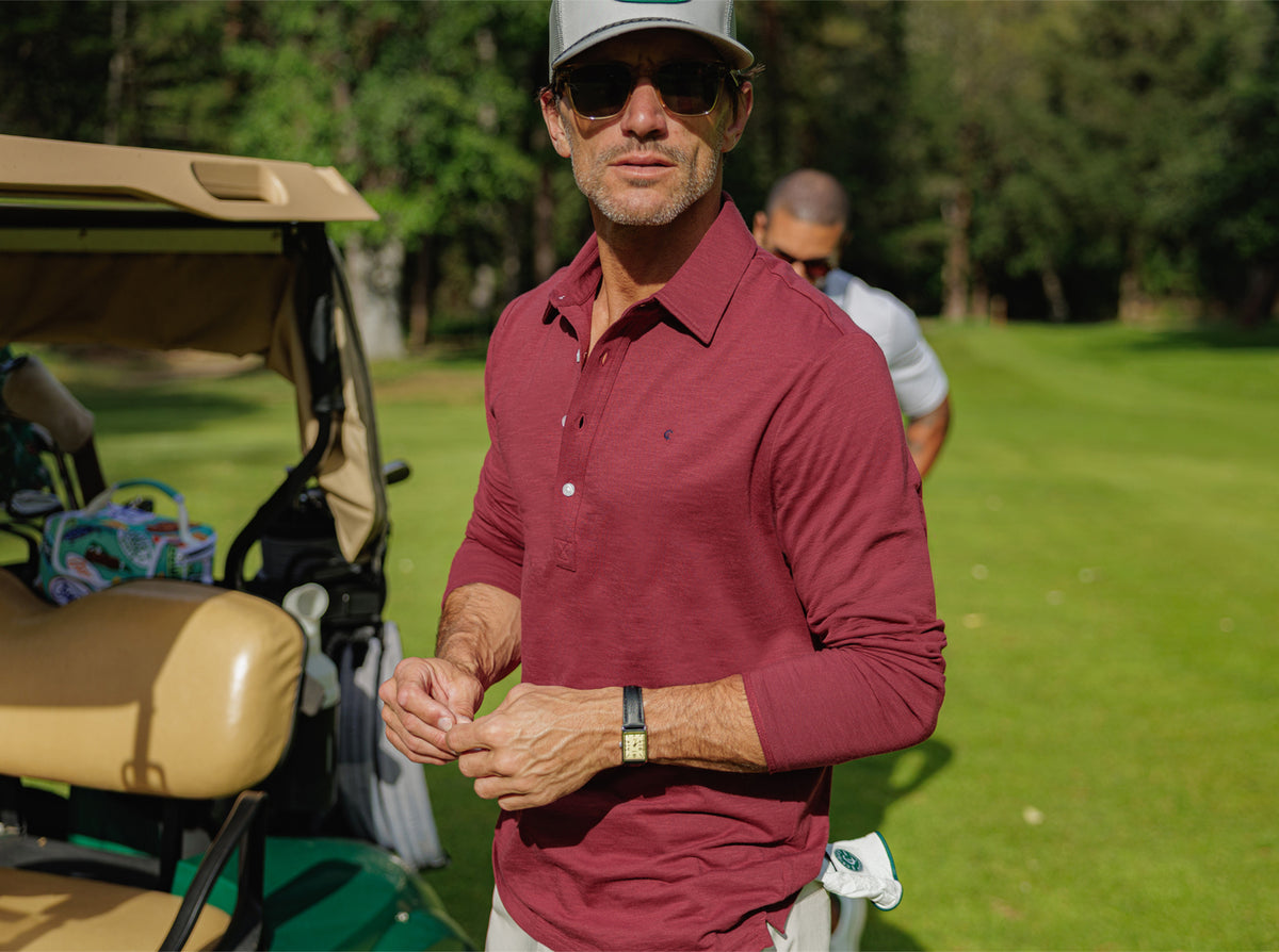 Criquet brrr° Long Sleeve Range Polo in Maroon, view 5