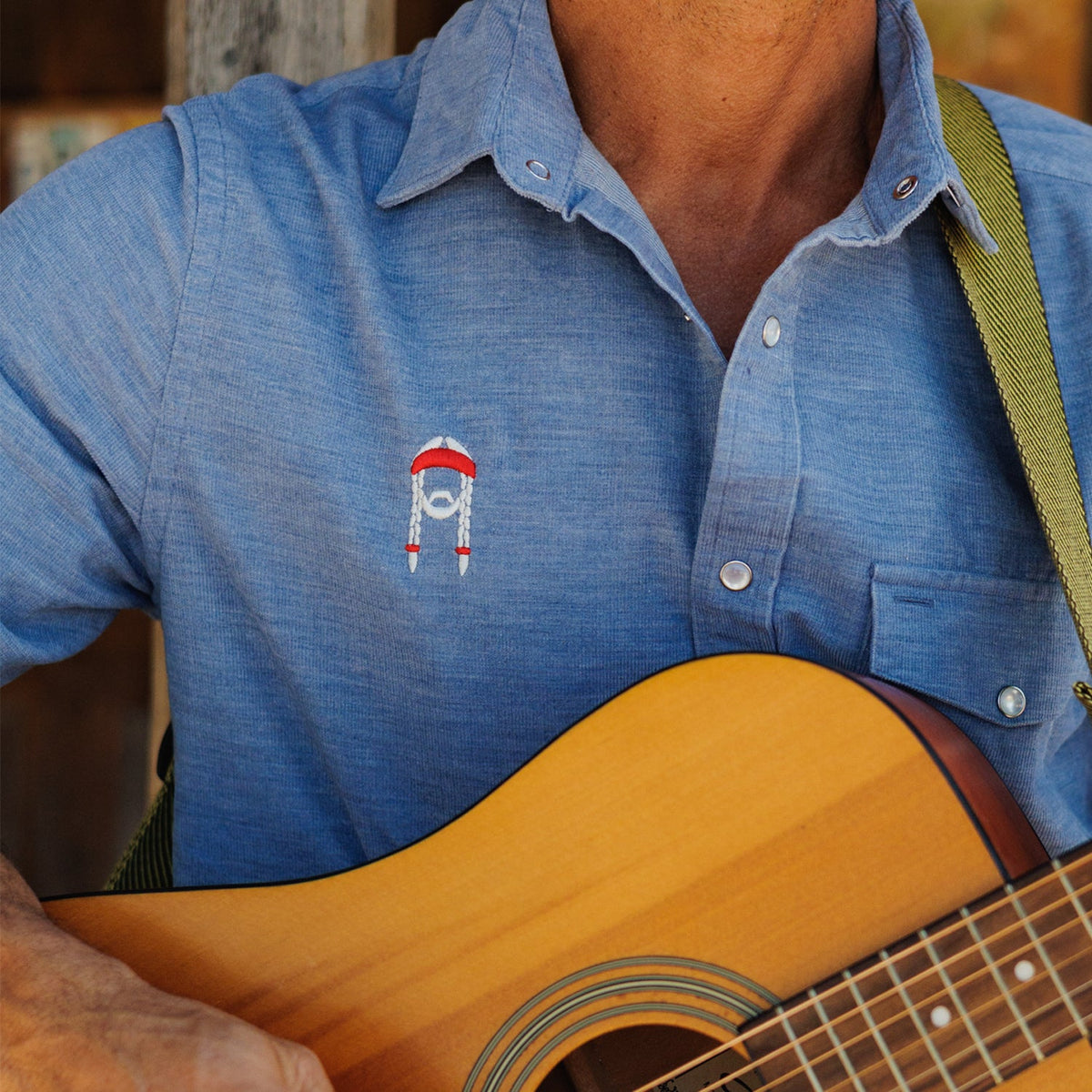 Willie Nelson Corduroy Pearl Snap - The Icon - Heather Steely Blue