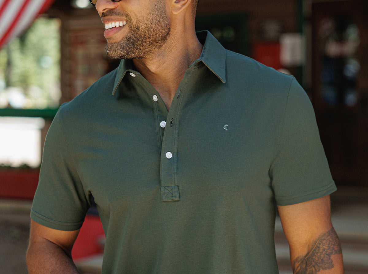 Criquet Slim Fit Top-Shelf Range Polo in Deep Woods, view 2