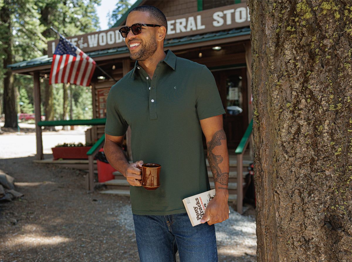Criquet Slim Fit Top-Shelf Range Polo in Deep Woods, view 1