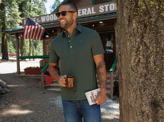 Criquet Slim Fit Top-Shelf Range Polo in Deep Woods, view 1