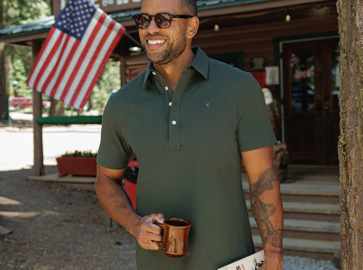 Criquet Slim Fit Top-Shelf Range Polo in Deep Woods, view 5