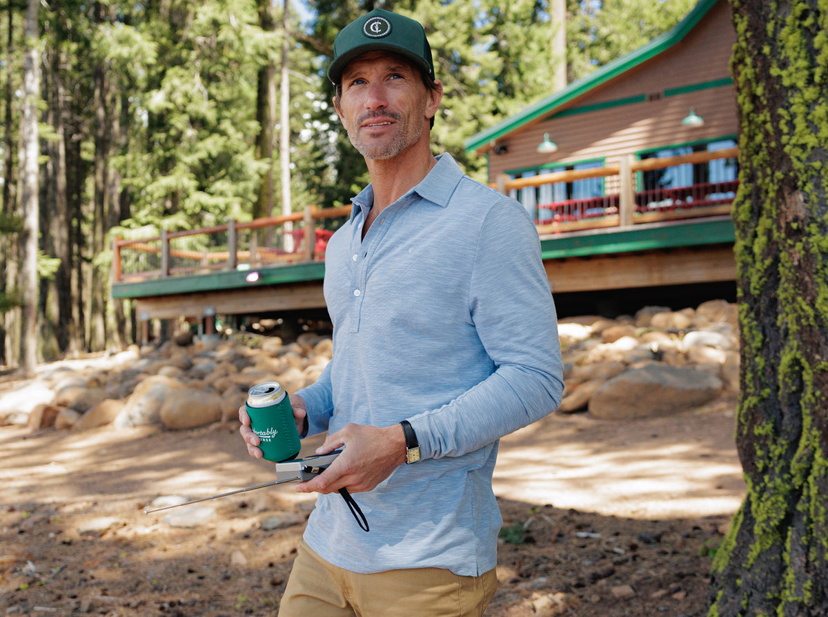 Criquet brrr° Long Sleeve Range Polo in Bluestone, view 7