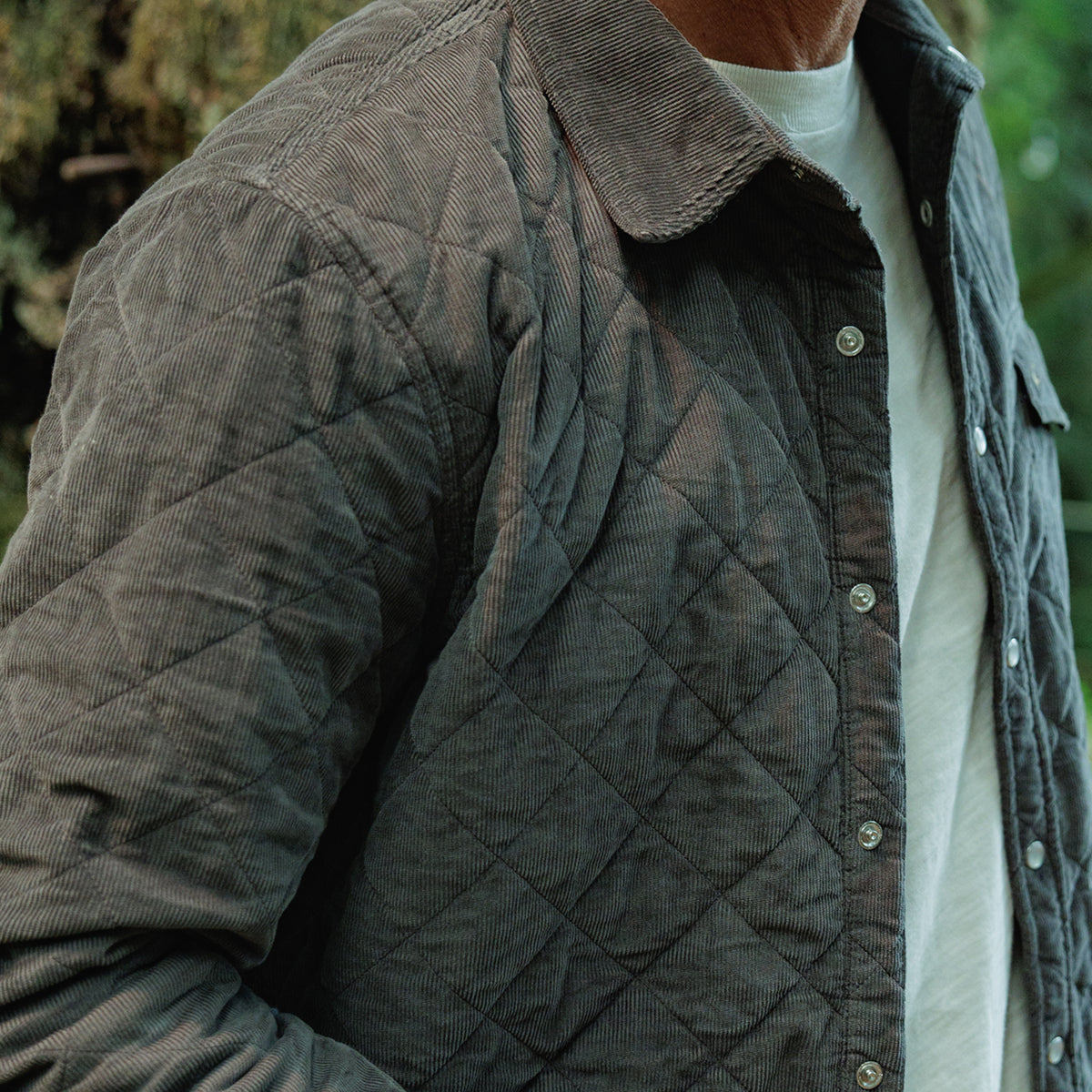 Corduroy Quilted Shacket - Midnight Ash