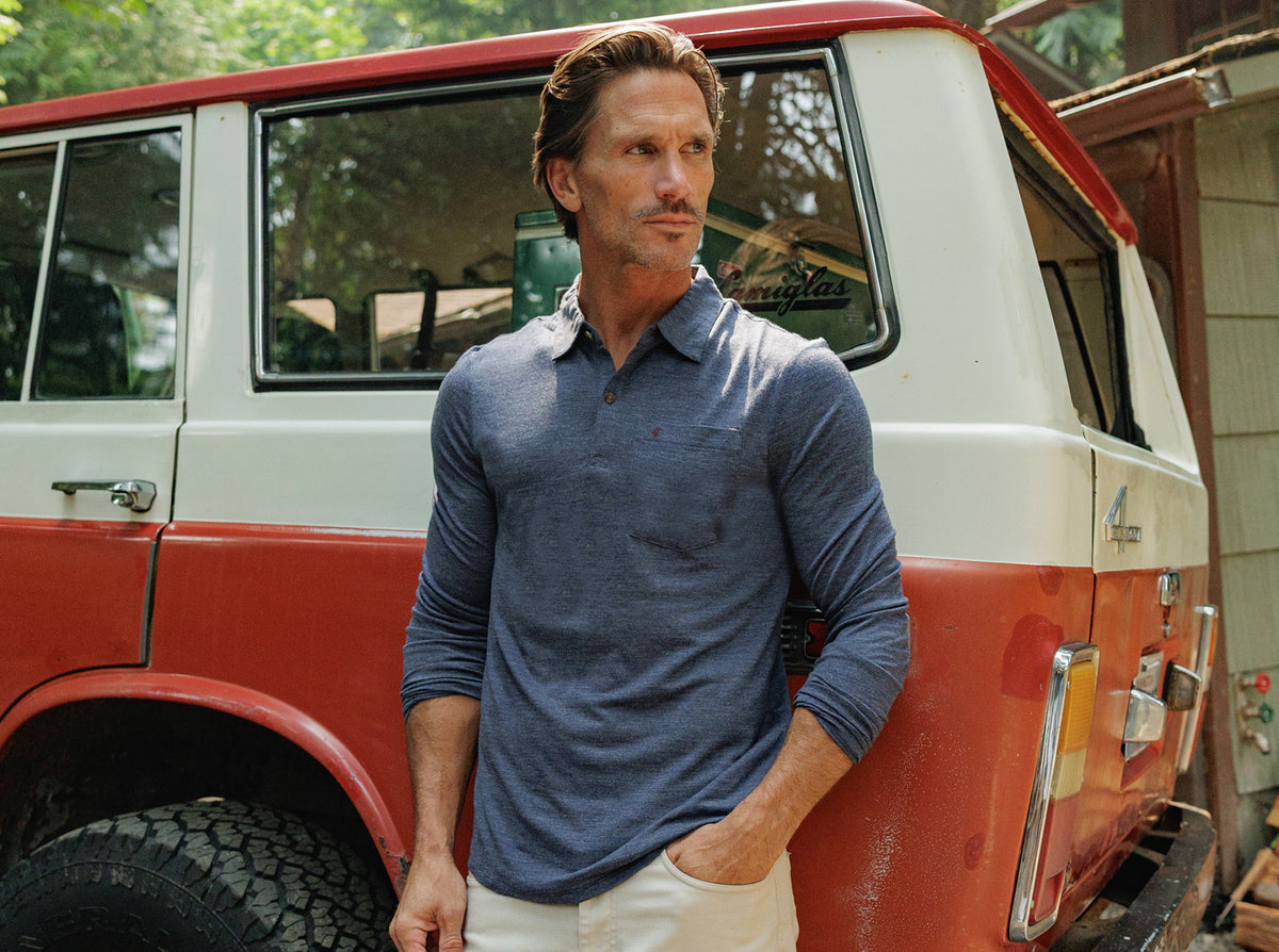 Dan Merino Long Sleeve Polo - Navy