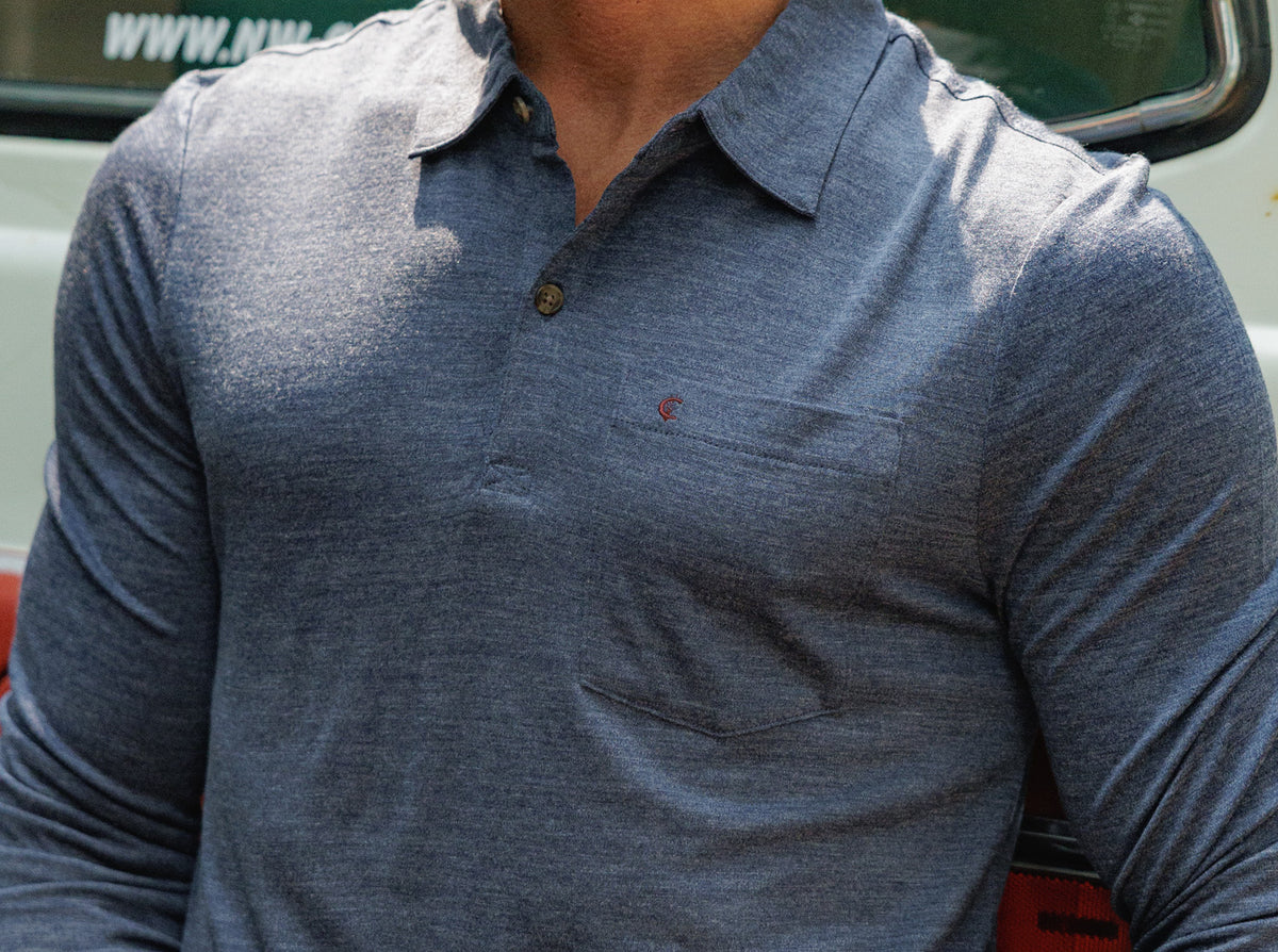 Dan Merino Long Sleeve Polo - Navy