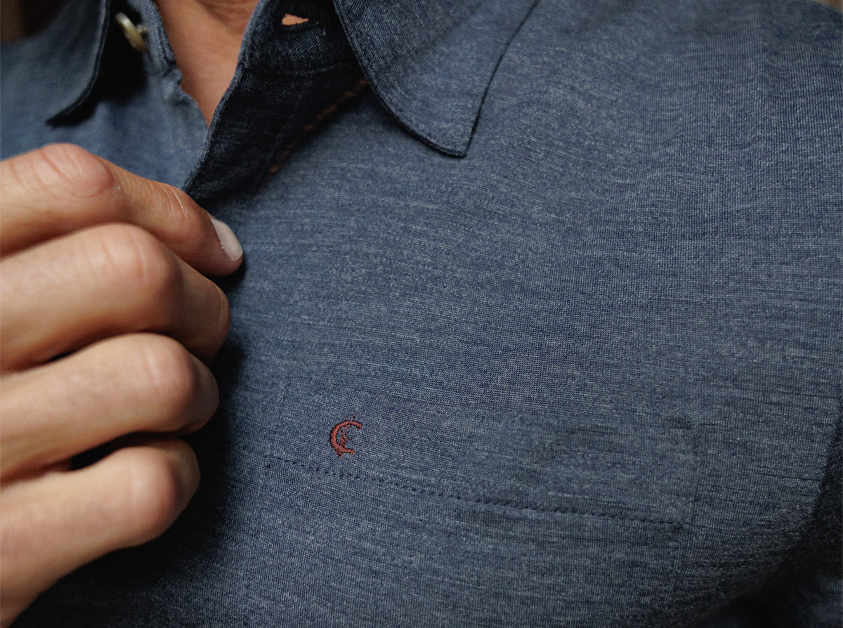 Dan Merino Long Sleeve Polo - Navy