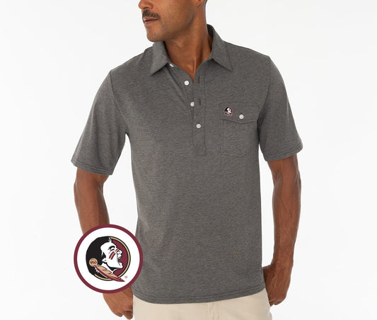 Criquet Florida State in Coach's Performance Players Shirt, Seminole, Heather Gray, view 1