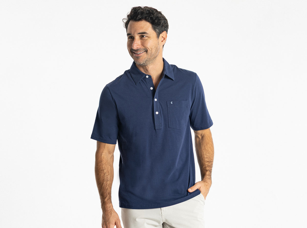 Criquet Top-Shelf Players Shirt in Navy Blue, studio photo