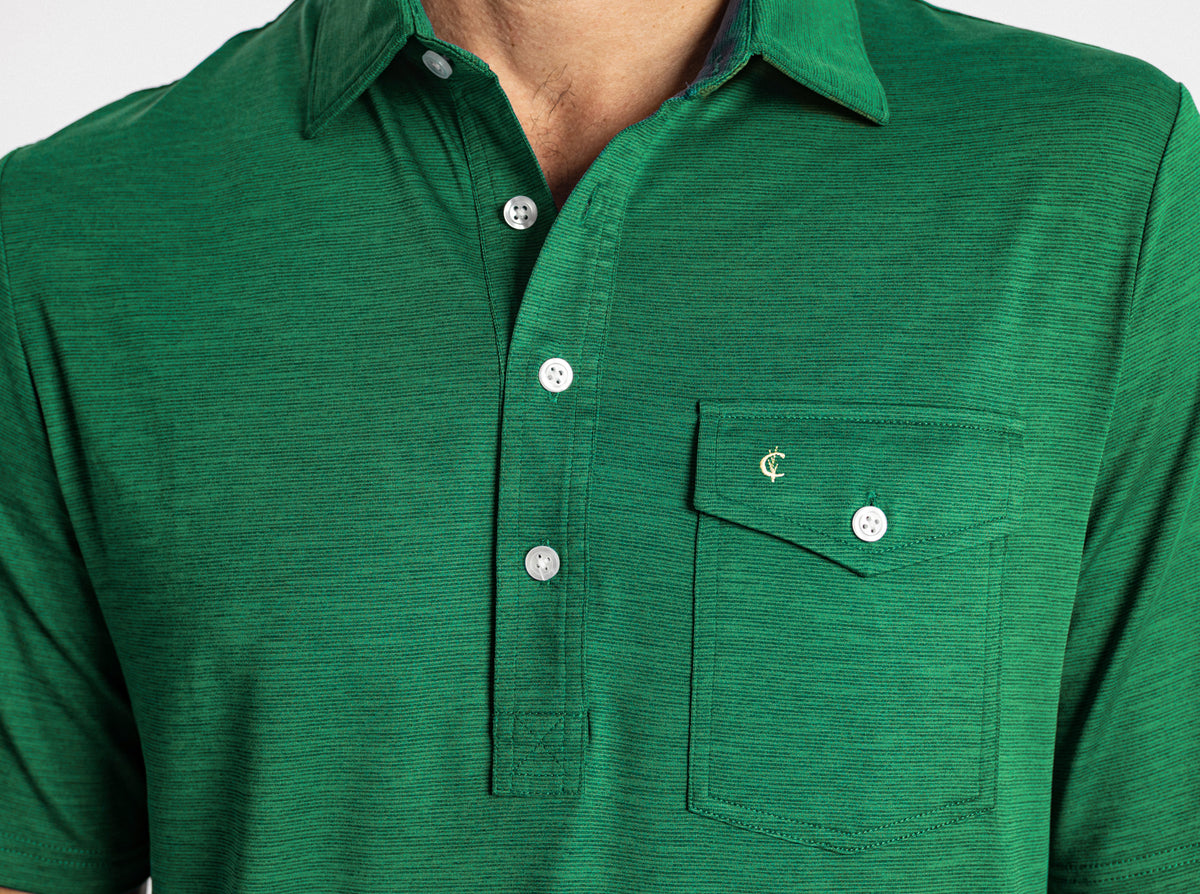 Criquet Performance Sport Heather Players Shirt in Home Turf, studio photo