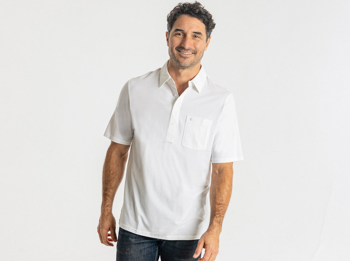 Criquet Top-Shelf Players Shirt in Great White, studio photo