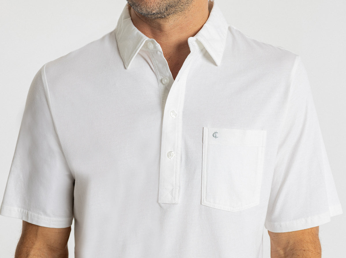 Criquet Top-Shelf Players Shirt in Great White, studio photo