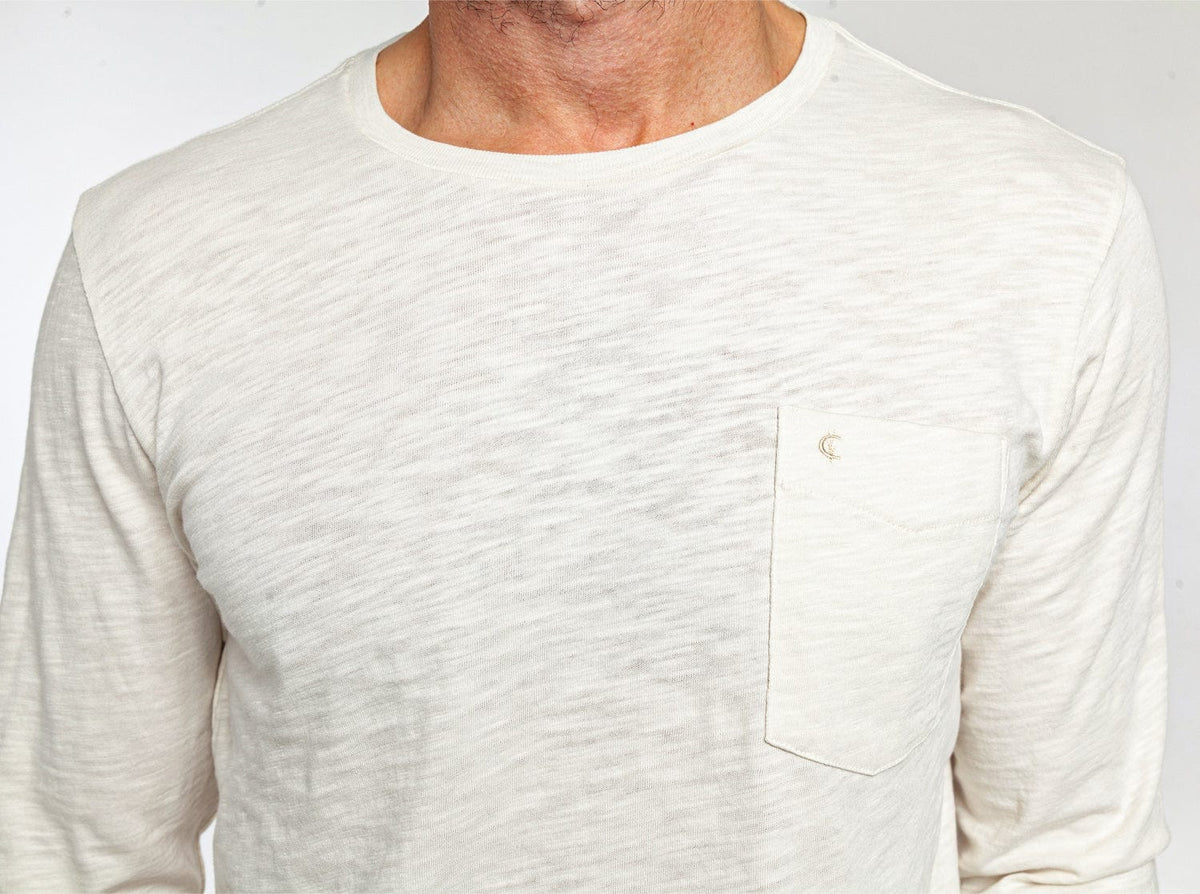 Criquet Cotton Slub Long Sleeve T-Shirt in Natural, studio photo