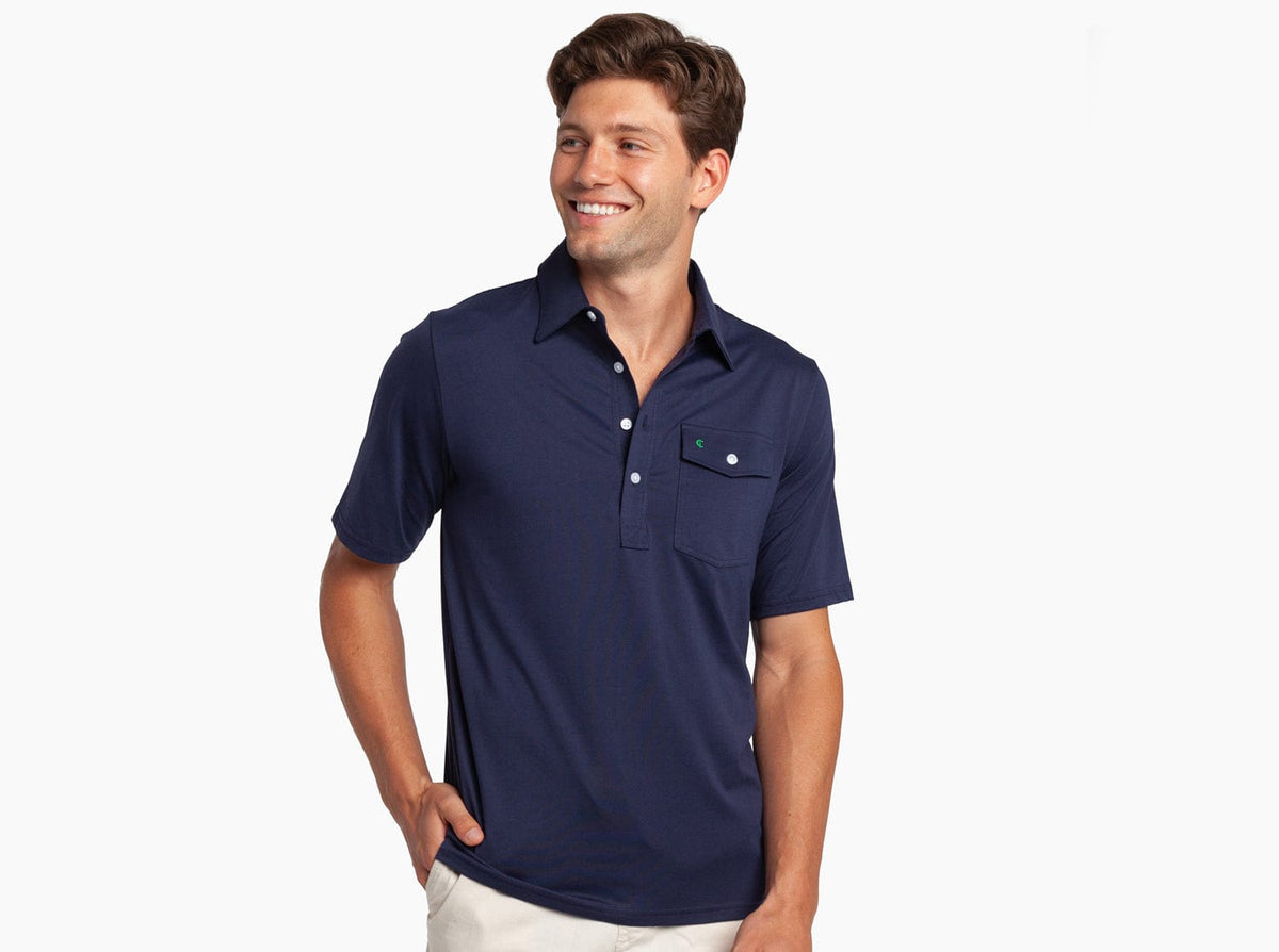 Criquet Performance Players Shirt in Nassau Navy, studio photo